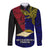 Papua New Guinea West New Britain Province Long Sleeve Button Shirt PNG Birds Of Paradise Polynesian Arty Style LT03 Unisex Blue - Polynesian Pride