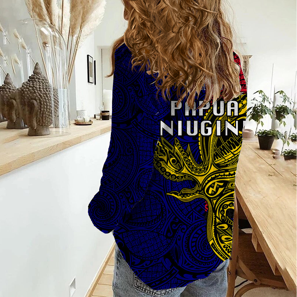 Papua New Guinea West New Britain Province Women Casual Shirt PNG Birds Of Paradise Polynesian Arty Style LT03 - Polynesian Pride