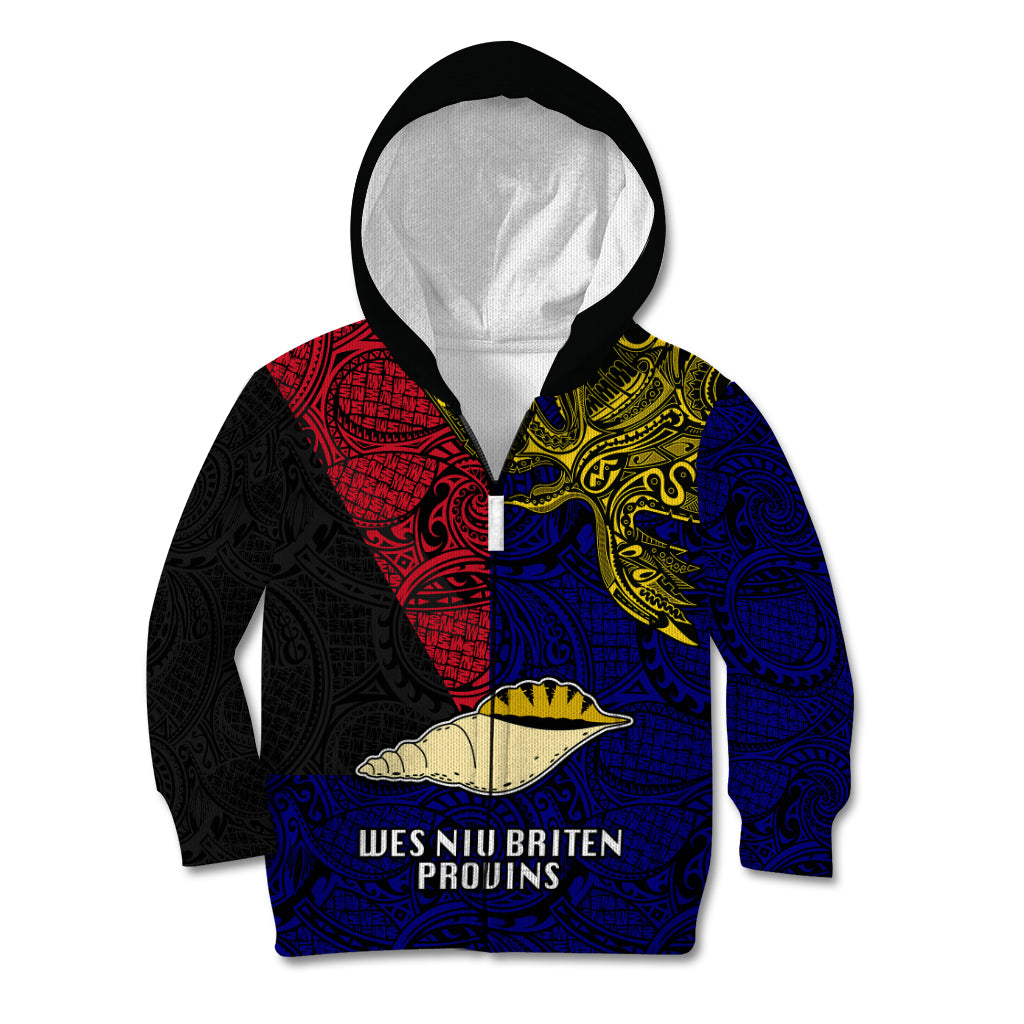 Personalised Papua New Guinea West New Britain Province Kid Hoodie PNG Birds Of Paradise Polynesian Arty Style LT03 Zip Hoodie Blue - Polynesian Pride