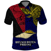Personalised Papua New Guinea West New Britain Province Polo Shirt PNG Birds Of Paradise Polynesian Arty Style LT03 Blue - Polynesian Pride