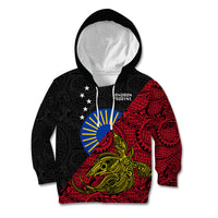 Papua New Guinea Sandaun Province Kid Hoodie PNG Birds Of Paradise Polynesian Arty Style LT03 Hoodie Red - Polynesian Pride