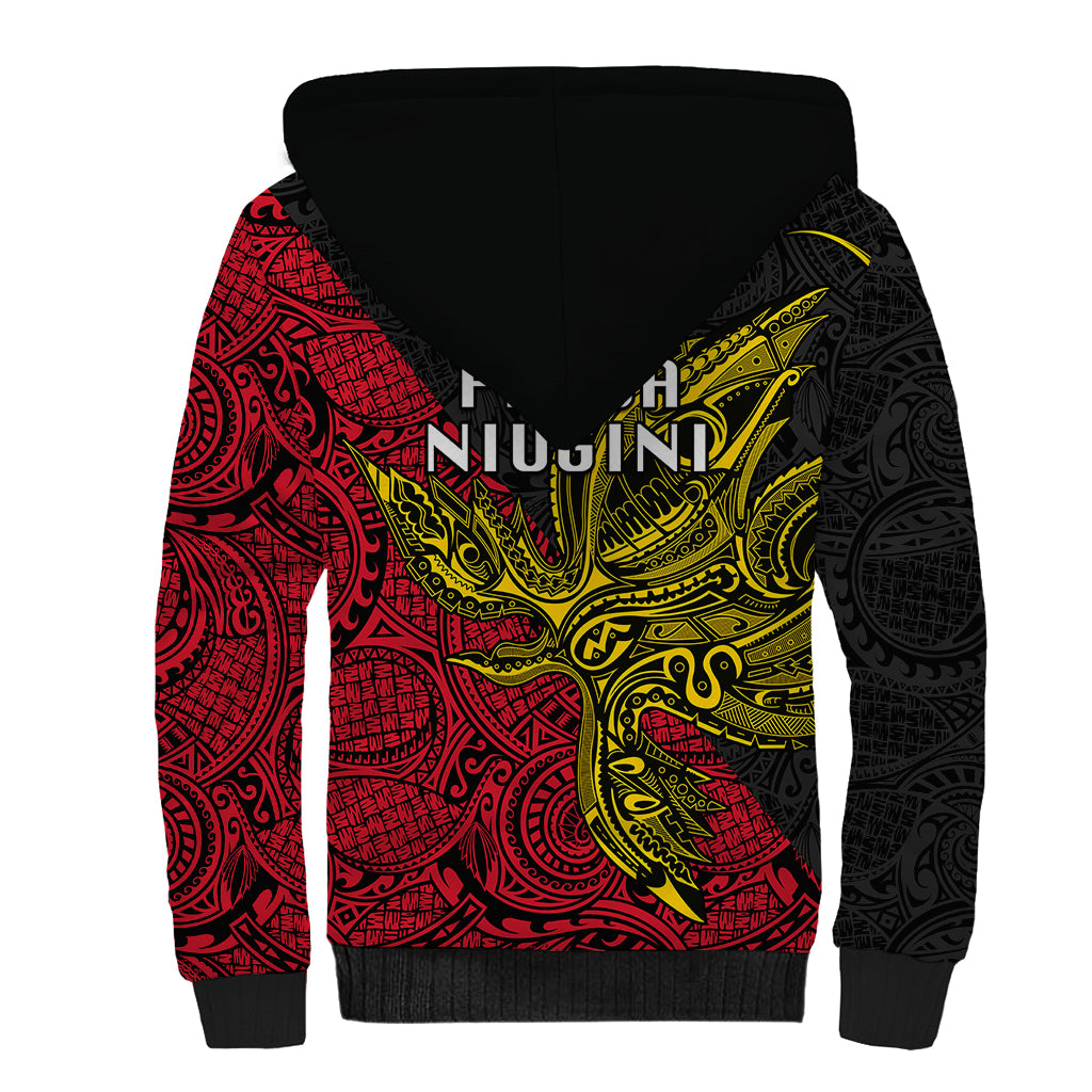 Papua New Guinea Sandaun Province Sherpa Hoodie PNG Birds Of Paradise Polynesian Arty Style LT03 - Polynesian Pride
