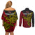 Personalised Papua New Guinea Sandaun Province Couples Matching Off Shoulder Short Dress and Long Sleeve Button Shirts PNG Birds Of Paradise Polynesian Arty Style LT03 - Polynesian Pride