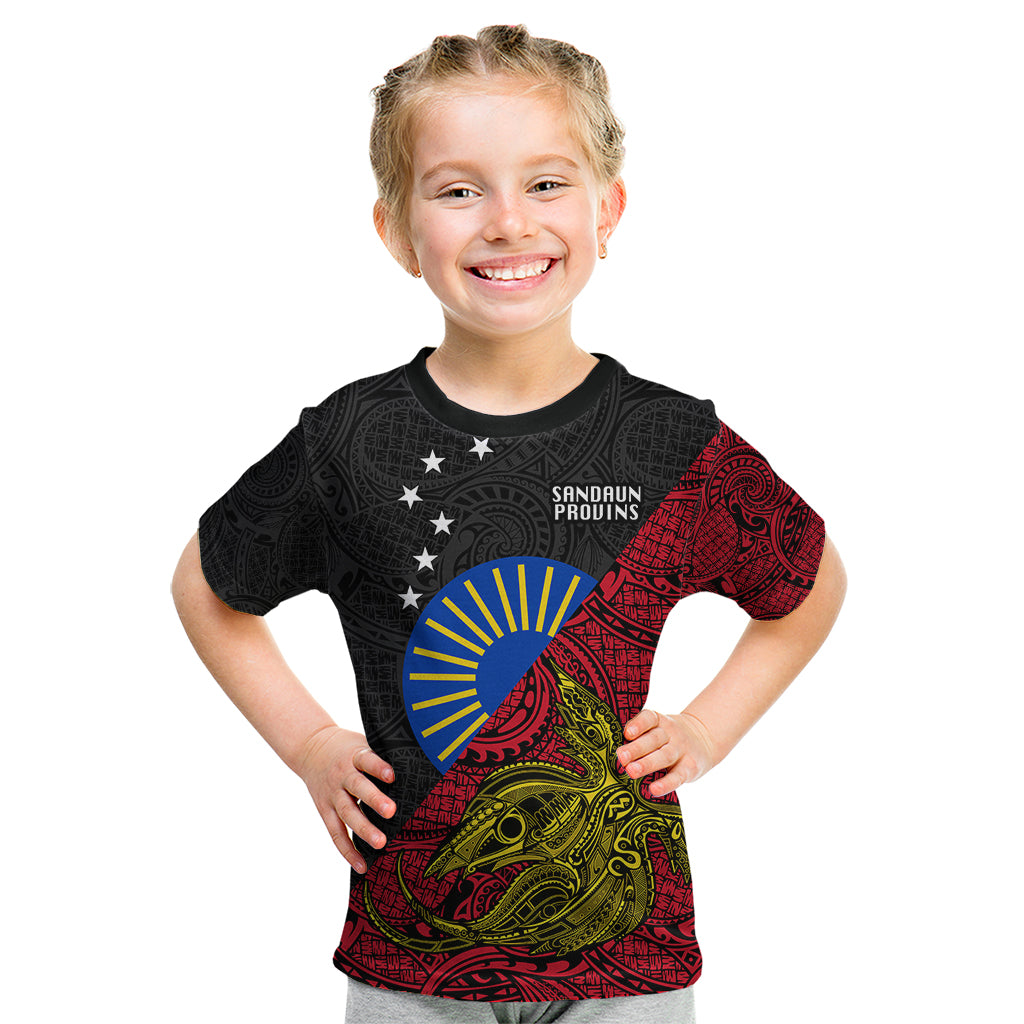 Personalised Papua New Guinea Sandaun Province Kid T Shirt PNG Birds Of Paradise Polynesian Arty Style LT03 Red - Polynesian Pride