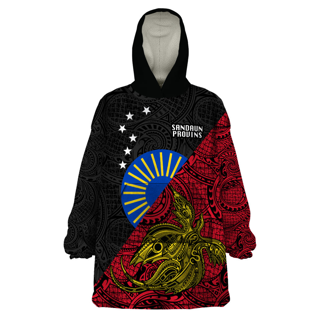 Personalised Papua New Guinea Sandaun Province Wearable Blanket Hoodie PNG Birds Of Paradise Polynesian Arty Style LT03 One Size Red - Polynesian Pride