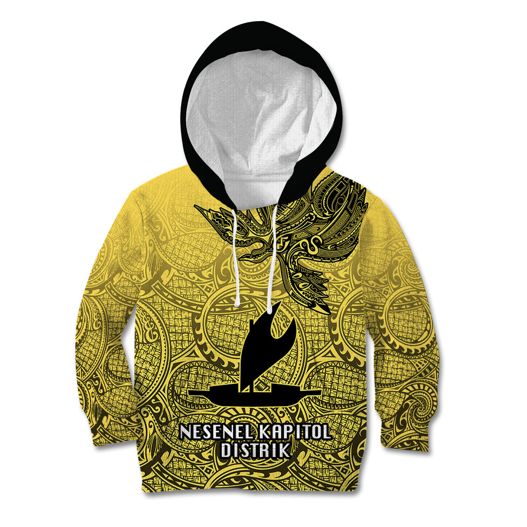Papua New Guinea National Capital District Kid Hoodie PNG Birds Of Paradise Polynesian Arty Style LT03 Hoodie Yellow - Polynesian Pride