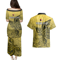 Personalised Papua New Guinea National Capital District Couples Matching Puletasi Dress and Hawaiian Shirt PNG Birds Of Paradise Polynesian Arty Style LT03 - Polynesian Pride