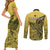 Personalised Papua New Guinea National Capital District Couples Matching Short Sleeve Bodycon Dress and Long Sleeve Button Shirts PNG Birds Of Paradise Polynesian Arty Style LT03 - Polynesian Pride