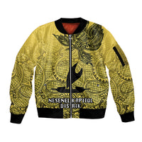 Personalised Papua New Guinea National Capital District Sleeve Zip Bomber Jacket PNG Birds Of Paradise Polynesian Arty Style LT03 Unisex Yellow - Polynesian Pride