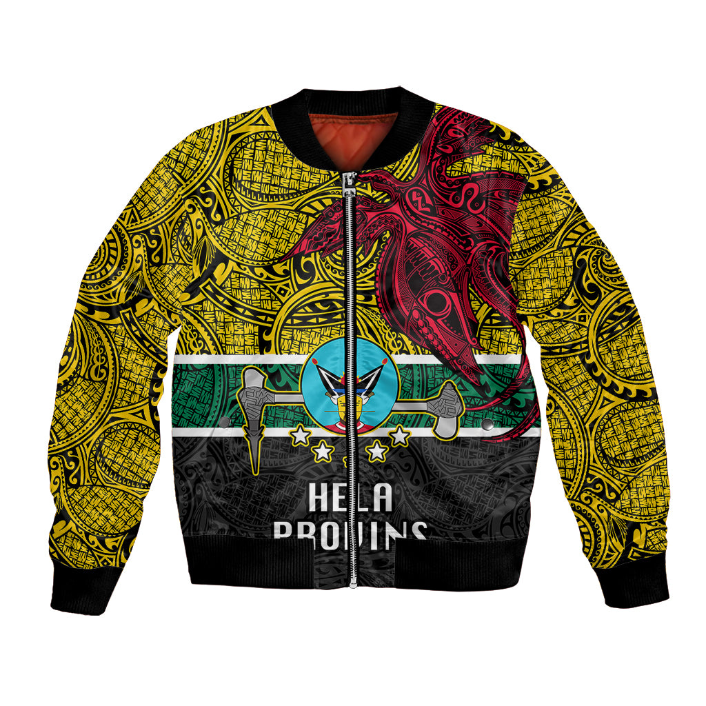Papua New Guinea Hela Province Bomber Jacket PNG Birds Of Paradise Polynesian Arty Style LT03 Unisex Yellow - Polynesian Pride