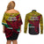 Papua New Guinea Hela Province Couples Matching Off Shoulder Short Dress and Long Sleeve Button Shirts PNG Birds Of Paradise Polynesian Arty Style LT03 - Polynesian Pride