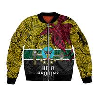 Papua New Guinea Hela Province Sleeve Zip Bomber Jacket PNG Birds Of Paradise Polynesian Arty Style LT03 Unisex Yellow - Polynesian Pride