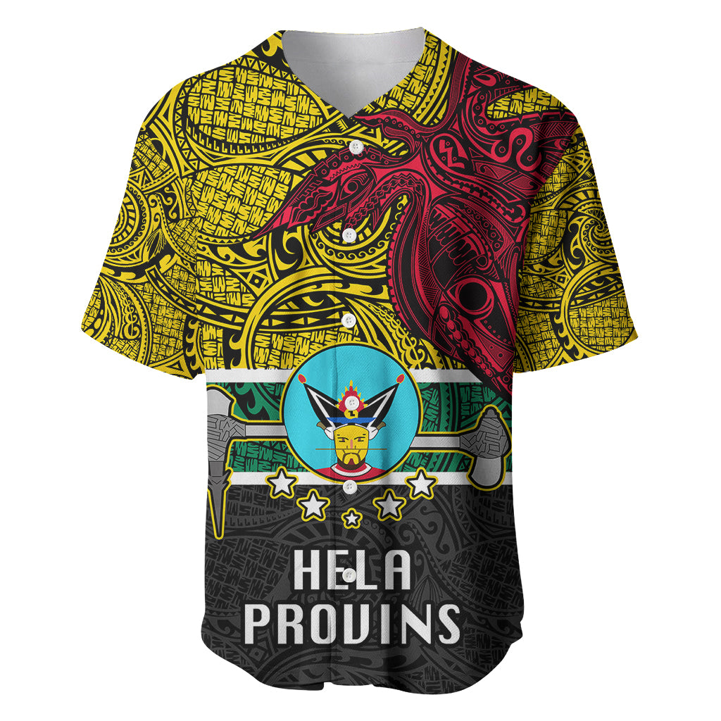 Personalised Papua New Guinea Hela Province Baseball Jersey PNG Birds Of Paradise Polynesian Arty Style LT03 Yellow - Polynesian Pride