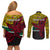 Personalised Papua New Guinea Hela Province Couples Matching Off Shoulder Short Dress and Long Sleeve Button Shirts PNG Birds Of Paradise Polynesian Arty Style LT03 - Polynesian Pride