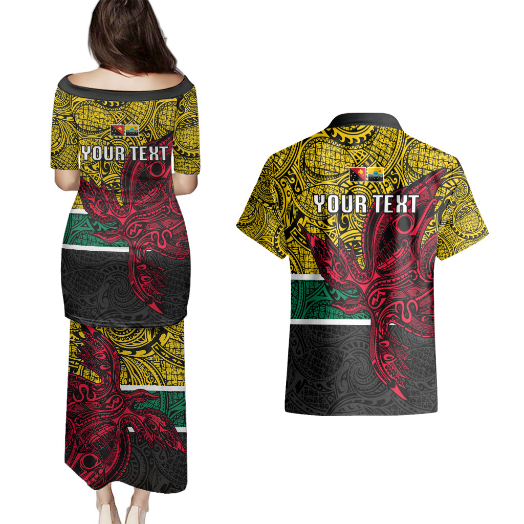 Personalised Papua New Guinea Hela Province Couples Matching Puletasi Dress and Hawaiian Shirt PNG Birds Of Paradise Polynesian Arty Style LT03 - Polynesian Pride