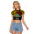 Personalised Papua New Guinea Hela Province Raglan Cropped T Shirt PNG Birds Of Paradise Polynesian Arty Style LT03 Female Yellow - Polynesian Pride