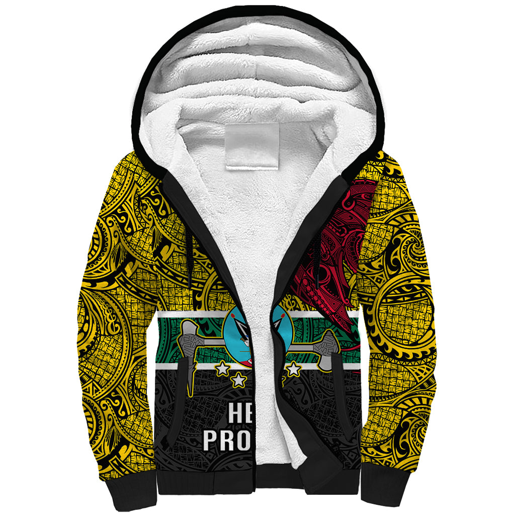 Personalised Papua New Guinea Hela Province Sherpa Hoodie PNG Birds Of Paradise Polynesian Arty Style LT03 Unisex Yellow - Polynesian Pride
