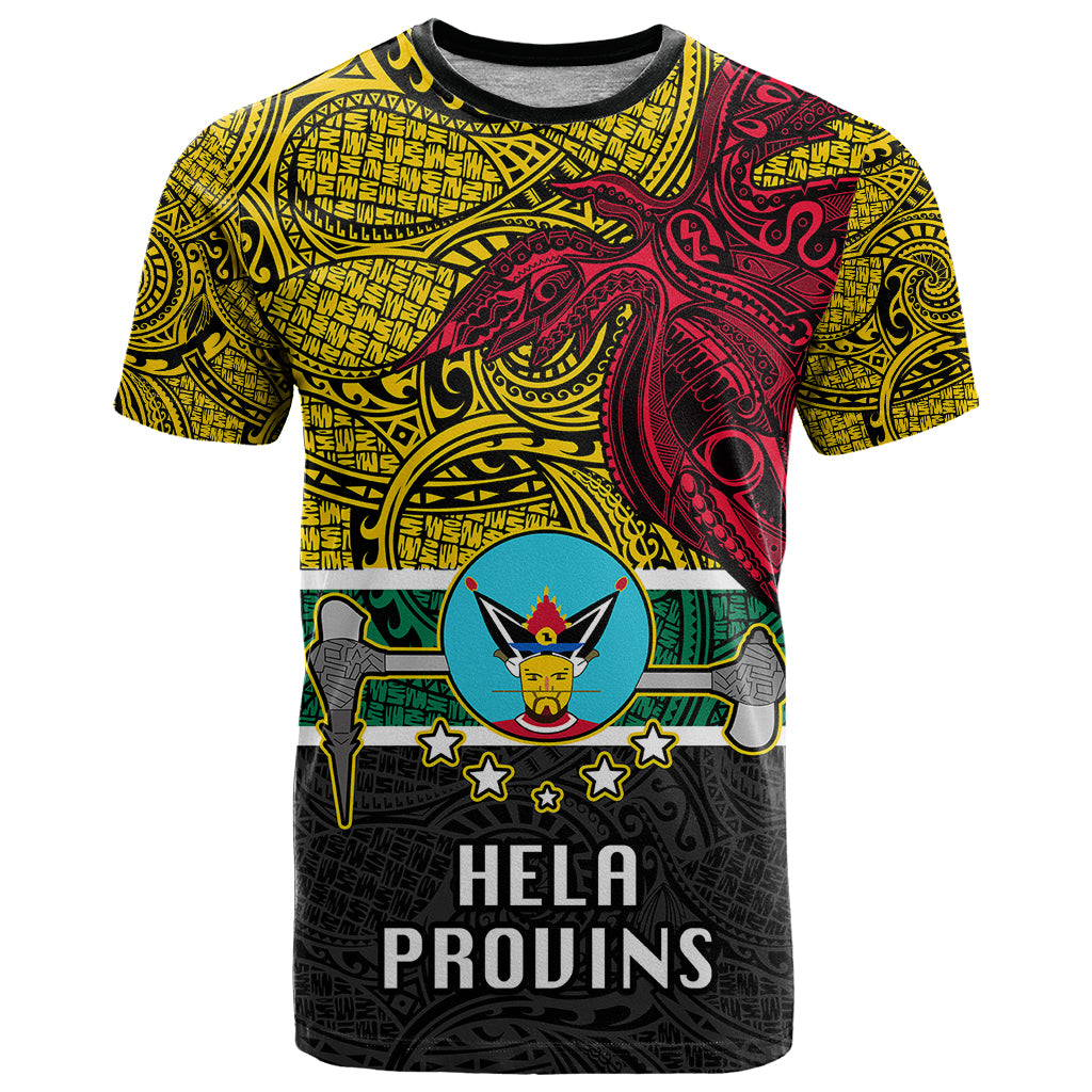 Personalised Papua New Guinea Hela Province T Shirt PNG Birds Of Paradise Polynesian Arty Style LT03 Yellow - Polynesian Pride