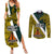 Papua New Guinea Jiwaka Province Couples Matching Summer Maxi Dress and Long Sleeve Button Shirts PNG Birds Of Paradise Polynesian Arty Style LT03 Yellow - Polynesian Pride