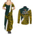 Papua New Guinea Jiwaka Province Couples Matching Summer Maxi Dress and Long Sleeve Button Shirts PNG Birds Of Paradise Polynesian Arty Style LT03 - Polynesian Pride