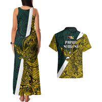 Papua New Guinea Jiwaka Province Couples Matching Tank Maxi Dress and Hawaiian Shirt PNG Birds Of Paradise Polynesian Arty Style LT03 - Polynesian Pride
