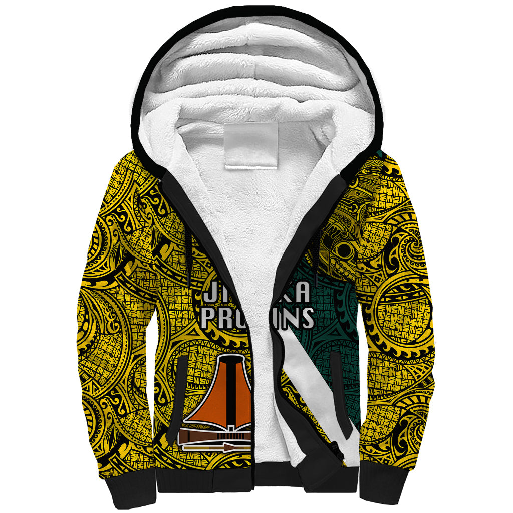 Papua New Guinea Jiwaka Province Sherpa Hoodie PNG Birds Of Paradise Polynesian Arty Style LT03 Unisex Yellow - Polynesian Pride