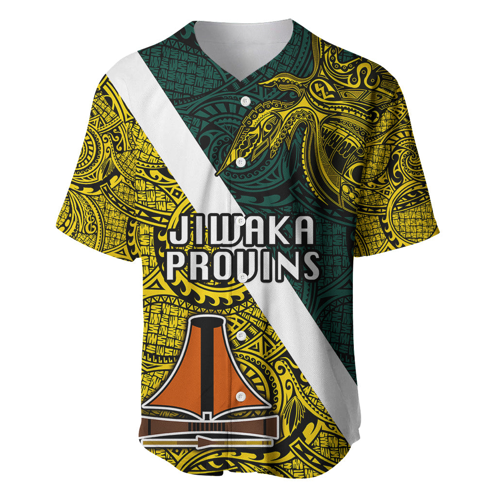 Personalised Papua New Guinea Jiwaka Province Baseball Jersey PNG Birds Of Paradise Polynesian Arty Style LT03 Yellow - Polynesian Pride