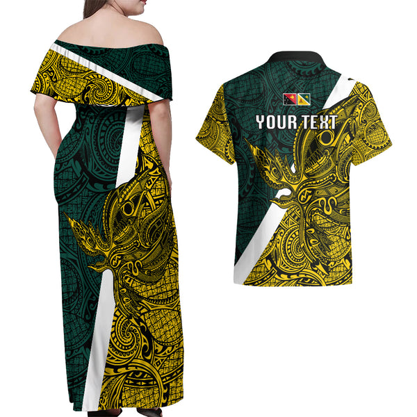Papua New Guinea Manus Province Off Shoulder Maxi Dress Mix Coat Of Arms Polynesian Pattern LT05 main image 0