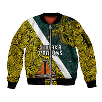 Personalised Papua New Guinea Jiwaka Province Sleeve Zip Bomber Jacket PNG Birds Of Paradise Polynesian Arty Style LT03 Unisex Yellow - Polynesian Pride