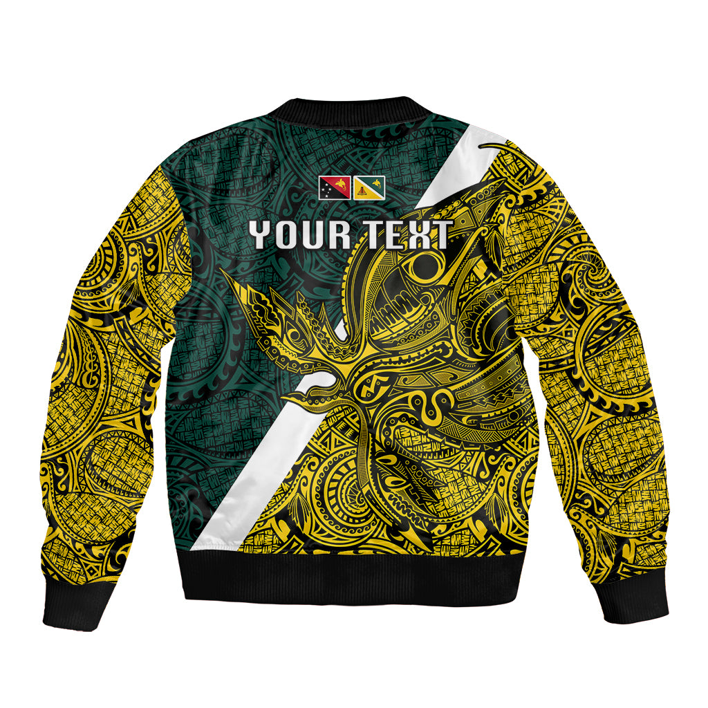 Personalised Papua New Guinea Jiwaka Province Sleeve Zip Bomber Jacket PNG Birds Of Paradise Polynesian Arty Style LT03 - Polynesian Pride