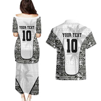 Custom Fiji Pacific Rugby 2024 Couples Matching Puletasi and Hawaiian Shirt Tapa Tribal and Fijian Masi Pattern