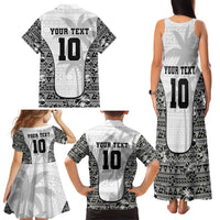 Custom Fiji Pacific Rugby 2024 Family Matching Tank Maxi Dress and Hawaiian Shirt Tapa Tribal and Fijian Masi Pattern