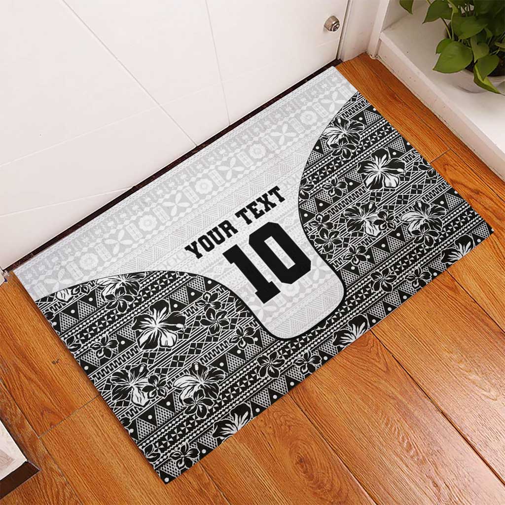 Custom Fiji Pacific Rugby 2024 Rubber Doormat Tapa Tribal and Fijian Masi Pattern
