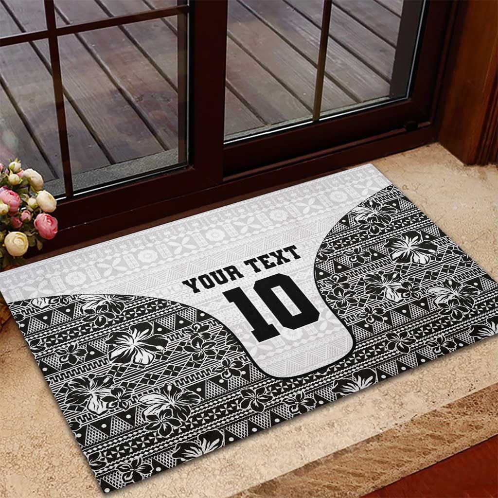 Custom Fiji Pacific Rugby 2024 Rubber Doormat Tapa Tribal and Fijian Masi Pattern