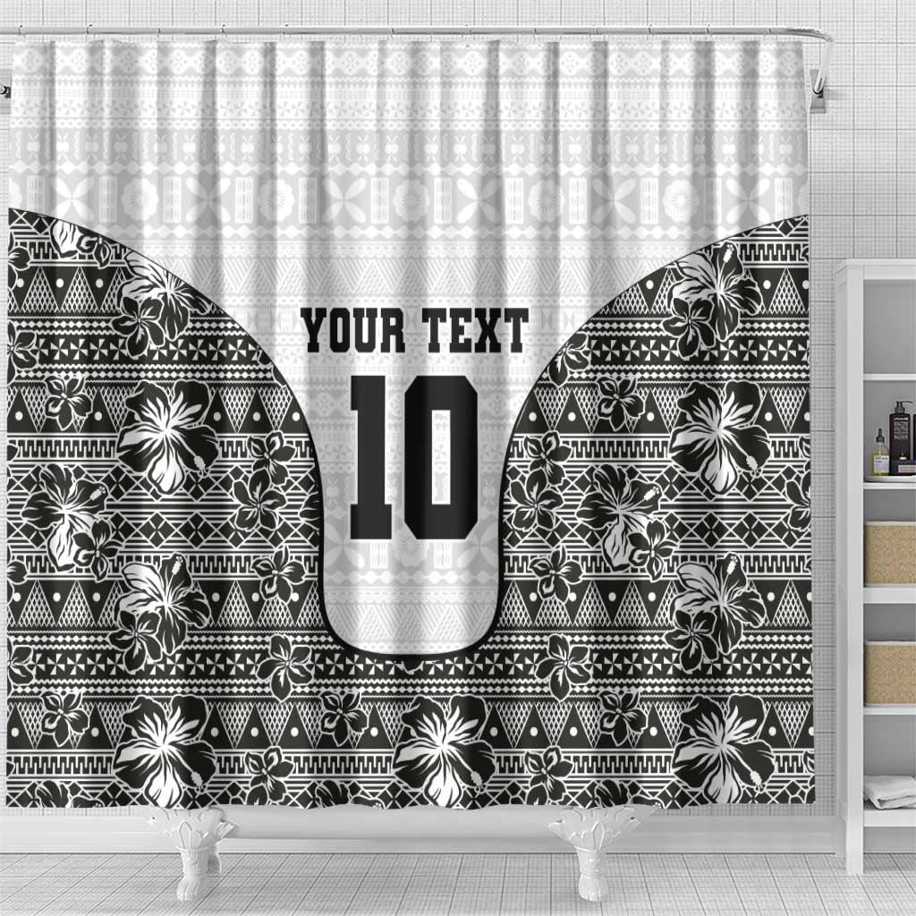 Custom Fiji Pacific Rugby 2024 Shower Curtain Tapa Tribal and Fijian Masi Pattern
