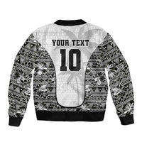 Custom Fiji Pacific Rugby 2024 Sleeve Zip Bomber Jacket Tapa Tribal and Fijian Masi Pattern