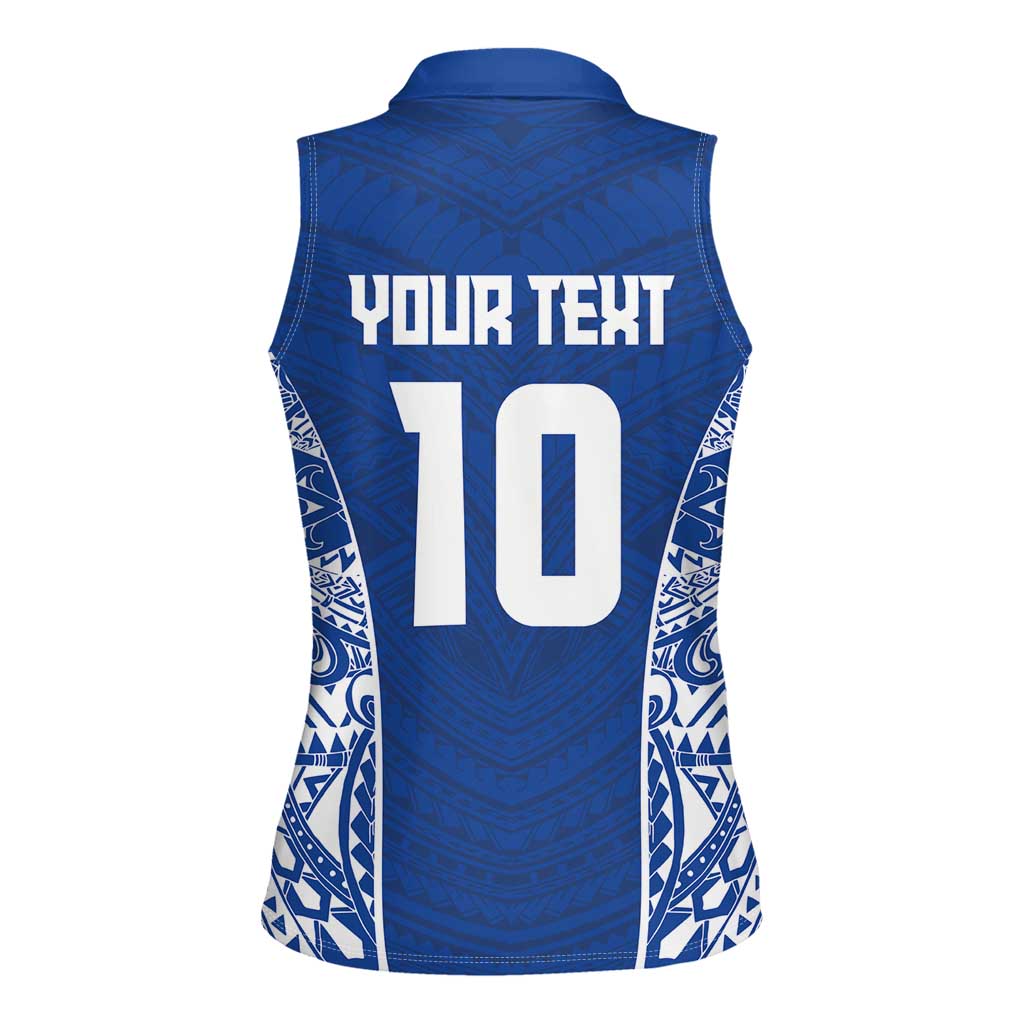 Custom Samoa Pacific Rugby 2024 Women Sleeveless Polo Shirt Polynesian Pacific Tribal Pattern