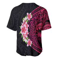 Hawaiian Tropical Plumeria Art Polynesian Tattoo Baseball Jersey Black and Bright Pink Color LT03 - Polynesian Pride