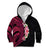 Hawaiian Tropical Plumeria Art Polynesian Tattoo Kid Hoodie Black and Bright Pink Color