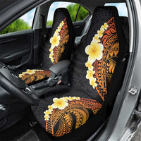 Hawaiian Tropical Plumeria Art Polynesian Tattoo Car Seat Cover Black and Autumn Color Theme