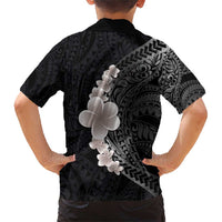 Hawaiian Tropical Plumeria Art Polynesian Tattoo Family Matching Short Sleeve Bodycon Dress and Hawaiian Shirt Grayscale Color LT03 - Polynesian Pride