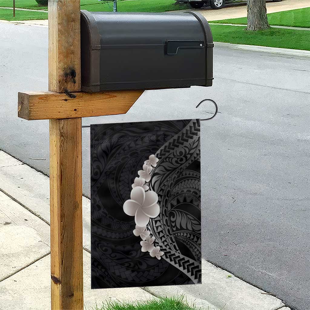 Hawaiian Tropical Plumeria Art Polynesian Tattoo Garden Flag Grayscale Color