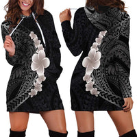 Hawaiian Tropical Plumeria Art Polynesian Tattoo Hoodie Dress Grayscale Color