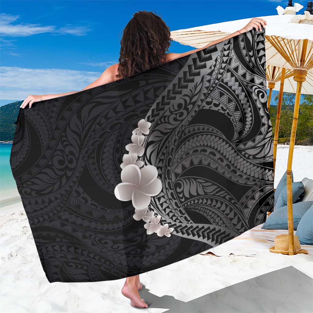 Hawaiian Tropical Plumeria Art Polynesian Tattoo Sarong Grayscale Color LT03 One Size 44 x 66 inches Black - Polynesian Pride