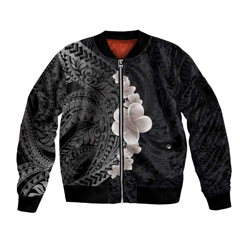 Hawaiian Tropical Plumeria Art Polynesian Tattoo Sleeve Zip Bomber