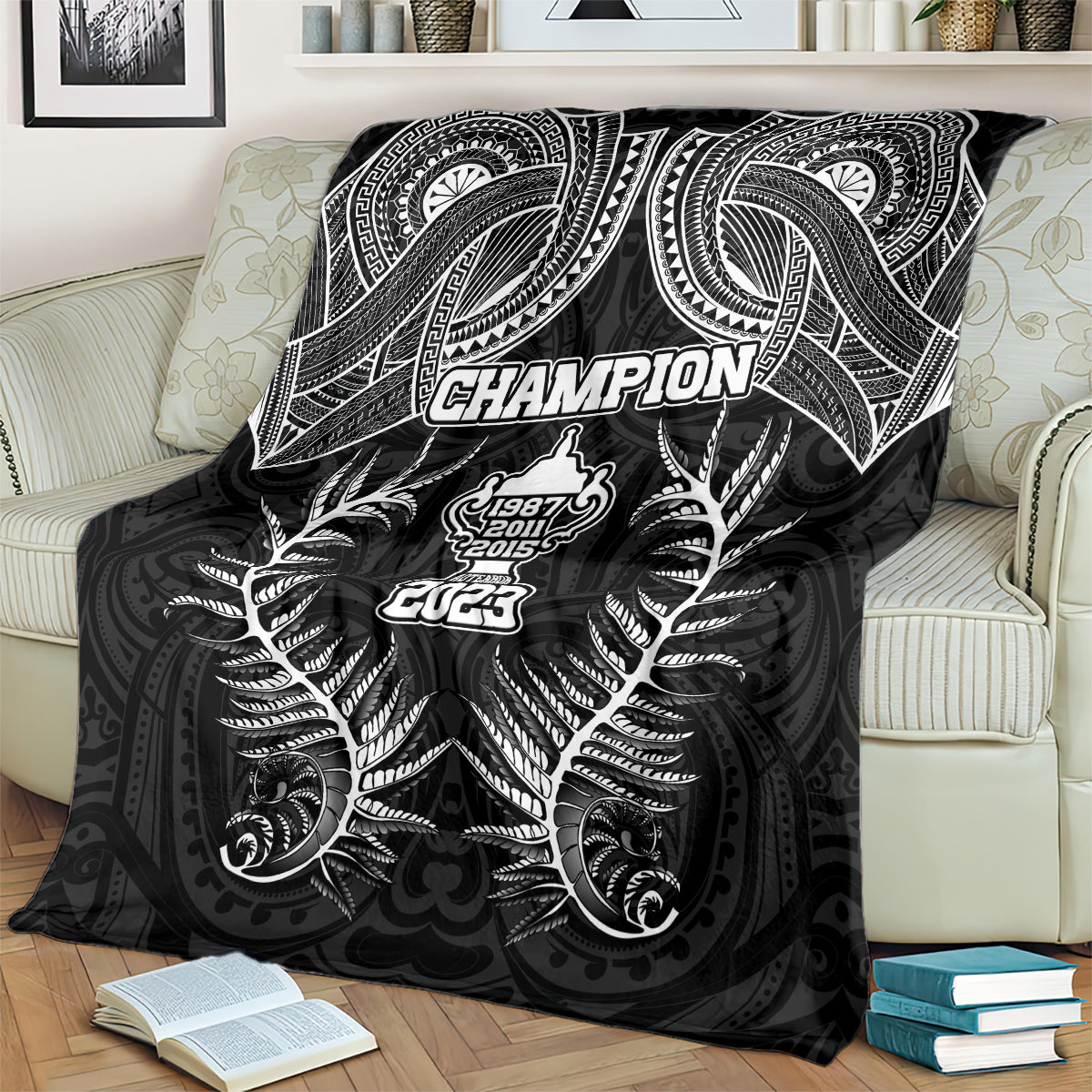 New Zealand Rugby Blanket Aotearoa Champion Cup History with Silver Fern LT03 - Polynesian Pride