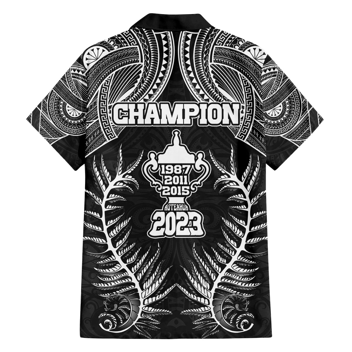 New Zealand Rugby Family Matching Off Shoulder Maxi Dress and Hawaiian Shirt Aotearoa Champion Cup History with Silver Fern LT03 - Polynesian Pride