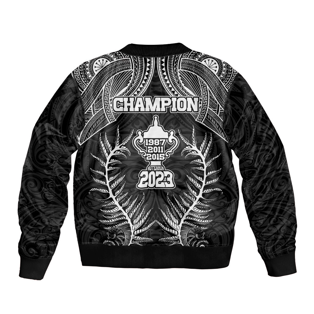 New Zealand Rugby Sleeve Zip Bomber Jacket Aotearoa Champion Cup History with Silver Fern LT03 - Polynesian Pride