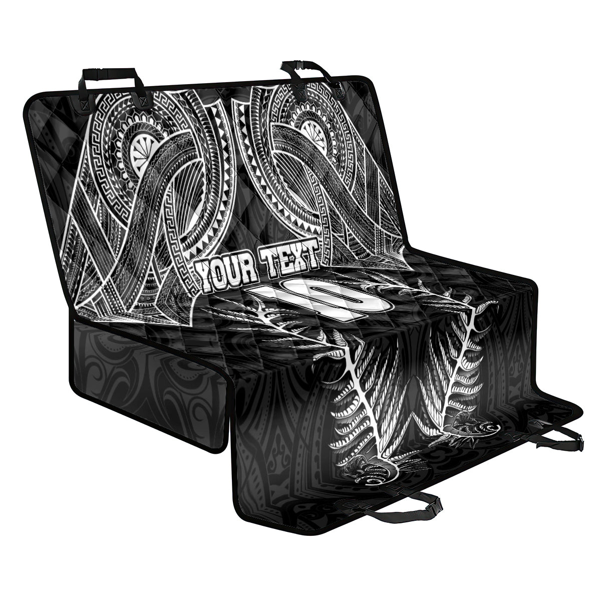 Custom New Zealand Rugby Back Car Seat Cover Aotearoa Champion Cup History with Silver Fern LT03 One Size Black - Polynesian Pride