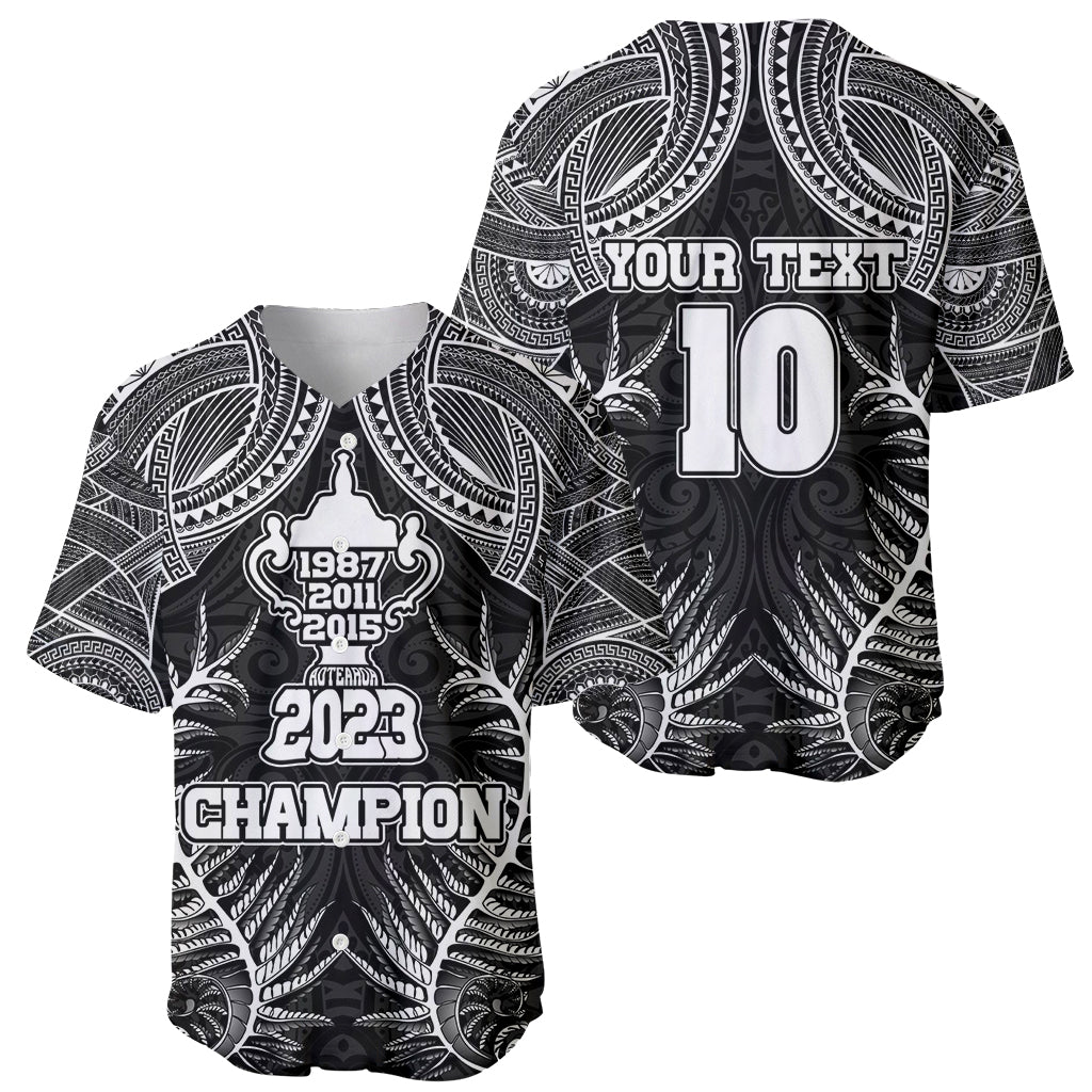 Custom New Zealand Rugby Baseball Jersey Aotearoa Champion Cup History with Silver Fern LT03 - Polynesian Pride
